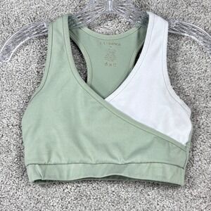 LA + IMAGE Womens Sage Green White Colorblock Racerback Sports Bra Medium JT346